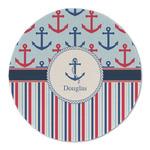 Anchors & Stripes Round Linen Placemat (Personalized)