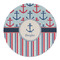 Anchors & Stripes Round Linen Placemats - FRONT (Single Sided)