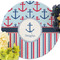 Anchors & Stripes Round Linen Placemats - Front (w flowers)