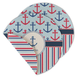 Anchors & Stripes Round Linen Placemat - Double Sided - Set of 4 (Personalized)
