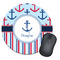 Anchors & Stripes Round Mouse Pad (Personalized)