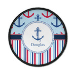 Anchors & Stripes Iron On Round Patch w/ Name or Text