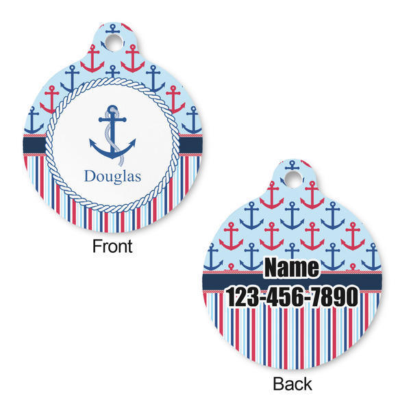 Anchors & Stripes Round Pet ID Tag - Large - Approval