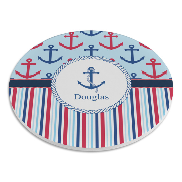 Anchors & Stripes Round Stone Trivet - Angle View