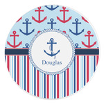 Anchors & Stripes Round Stone Trivet (Personalized)