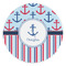 Anchors & Stripes Round Stone Trivet - Front View