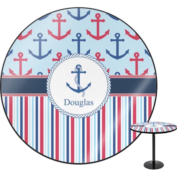 Custom Anchors & Stripes Round Table - 30" (Personalized)