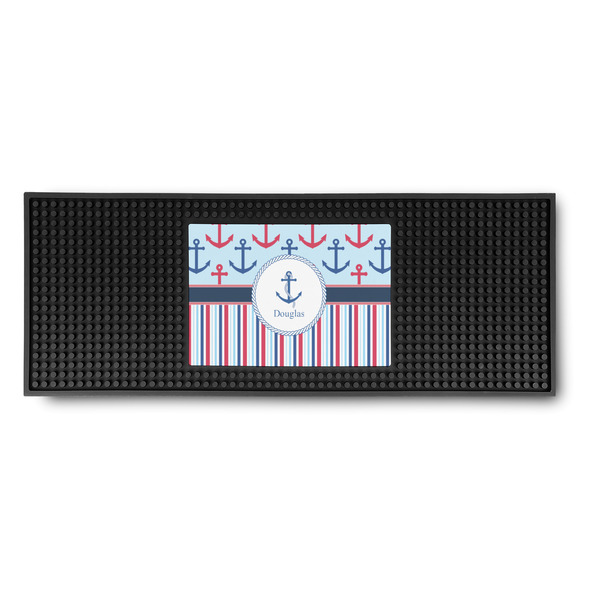 Custom Anchors & Stripes Rubber Bar Mat (Personalized)