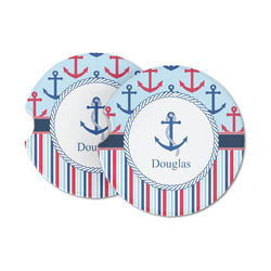 Anchors & Stripes Sandstone Car Coasters (Personalized)