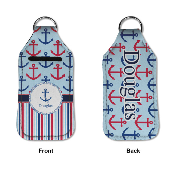 Anchors & Stripes Sanitizer Holder Keychain - Large APPROVAL (Flat)