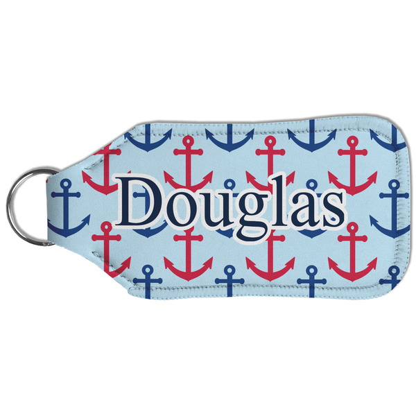 Anchors & Stripes Sanitizer Holder Keychain - Large (Back)