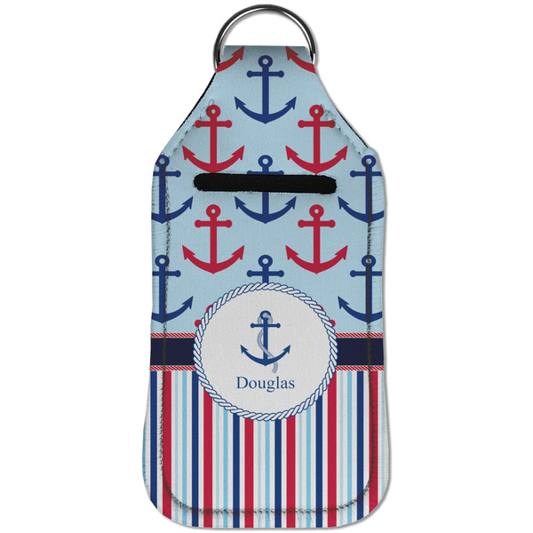 Anchors & Stripes Sanitizer Holder Keychain - Large (Front)
