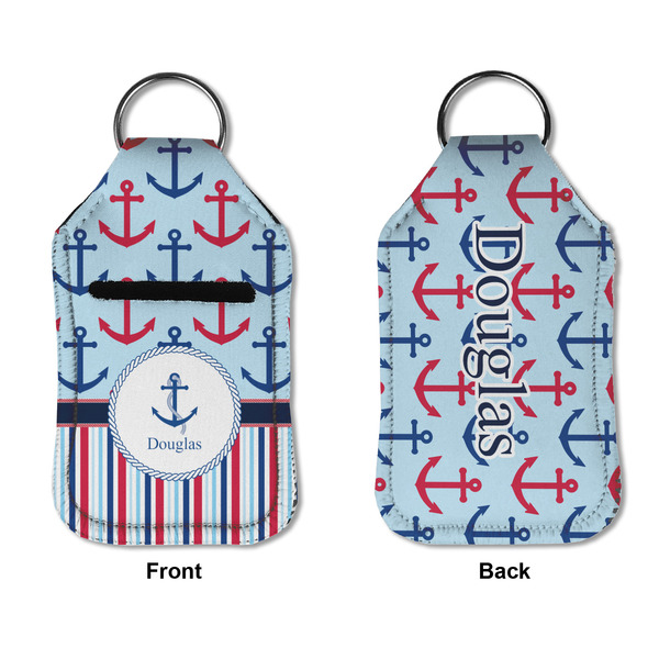 Anchors & Stripes Sanitizer Holder Keychain - Small APPROVAL (Flat)
