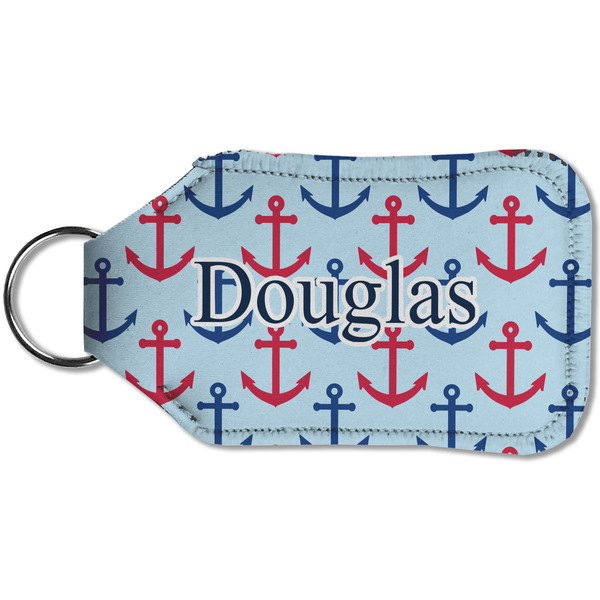 Anchors & Stripes Sanitizer Holder Keychain - Small (Back)