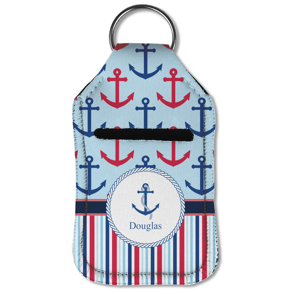 Anchors & Stripes Sanitizer Holder Keychain - Small (Front Flat)