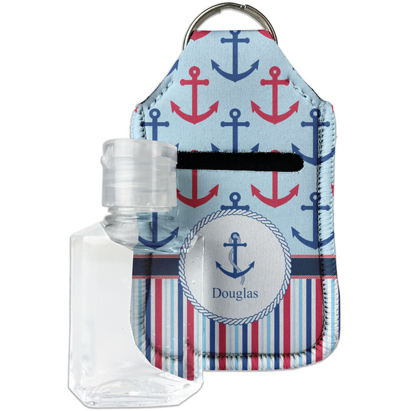 Custom Anchors & Stripes Hand Sanitizer & Keychain Holder - Small (Personalized)