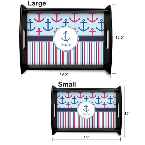 Anchors & Stripes Serving Tray Black Sizes