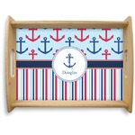 Anchors & Stripes Natural Wooden Tray - Large (Personalized)