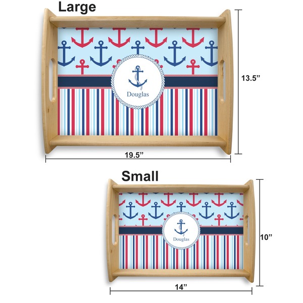 Anchors & Stripes Serving Tray Wood Sizes