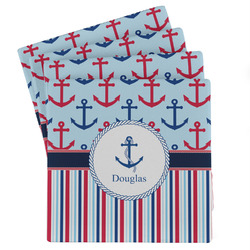 Anchors & Stripes Absorbent Stone Coasters - Set of 4 (Personalized)