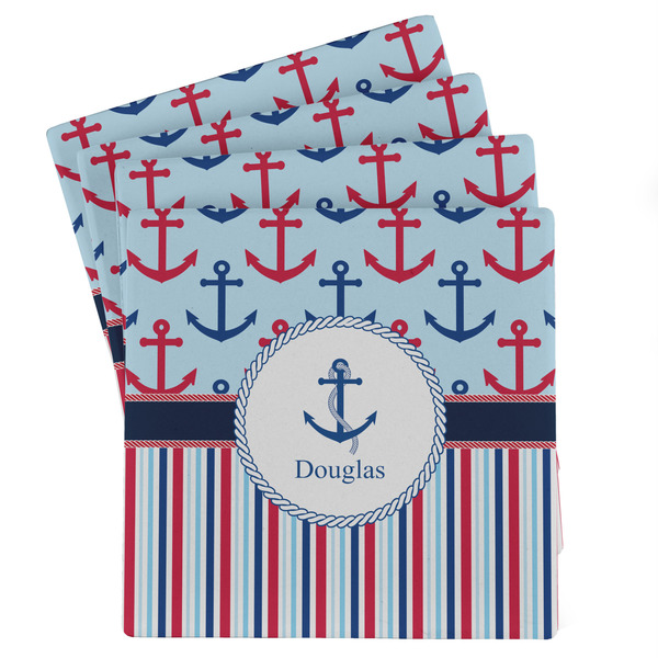 Custom Anchors & Stripes Absorbent Stone Coasters - Set of 4 (Personalized)
