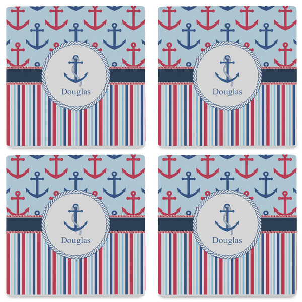 Anchors & Stripes Set of 4 Sandstone Coasters - See All 4 View