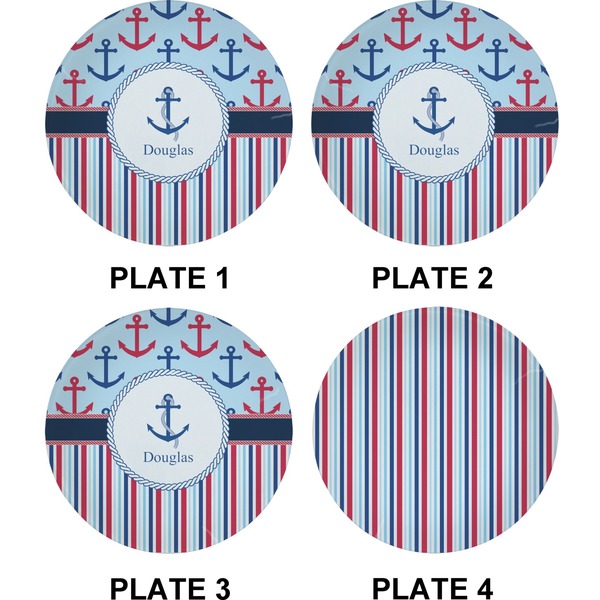 Anchors & Stripes Set of Appetizer / Dessert Plates (Approval)