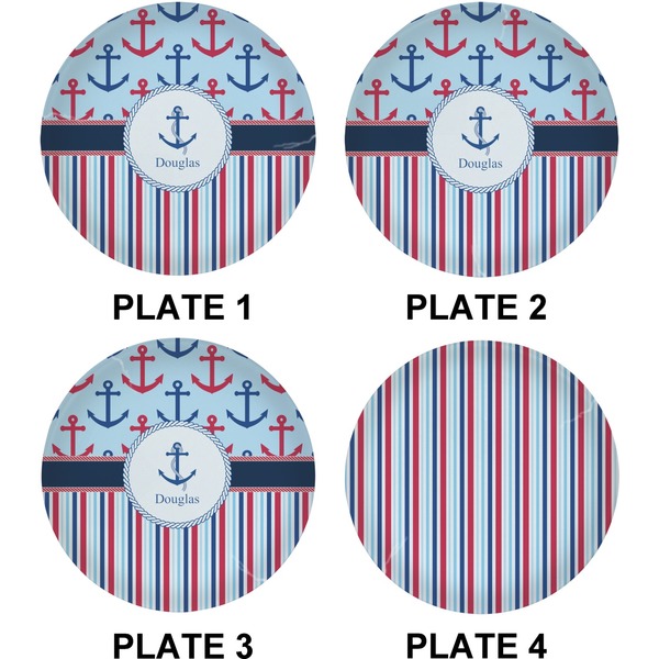 Anchors & Stripes Set of Lunch / Dinner Plates (Approval)