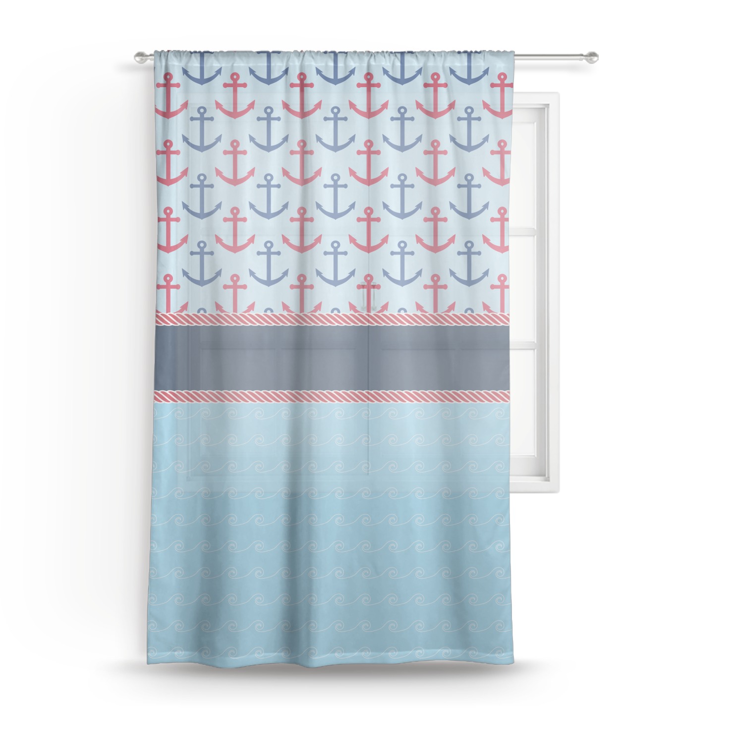 Custom Anchors & Stripes Sheer Curtain YouCustomizeIt