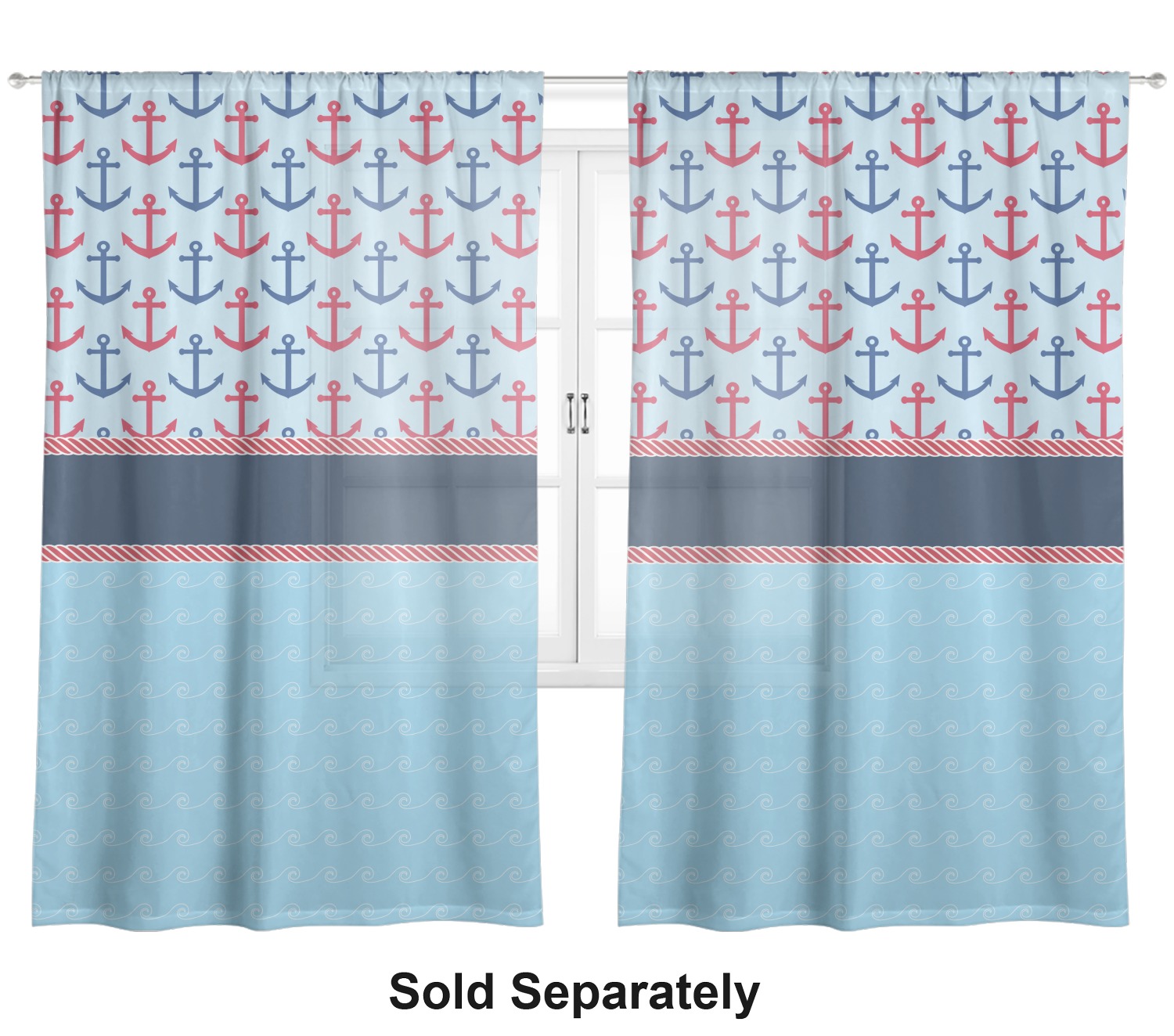 Custom Anchors & Stripes Sheer Curtain YouCustomizeIt
