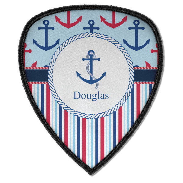 Custom Anchors & Stripes Iron on Shield Patch A w/ Name or Text
