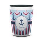 Anchors & Stripes Ceramic Shot Glass - 1.5 oz - Two Tone - Single (Personalized)