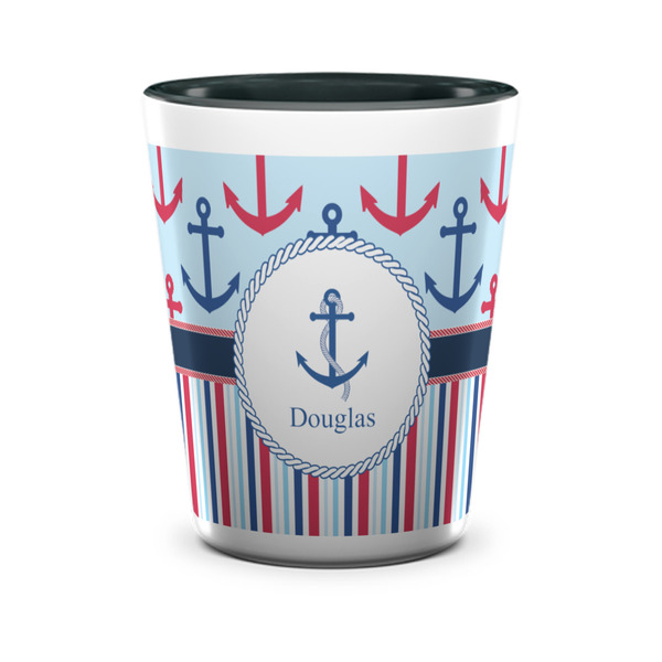 Anchors & Stripes Shot Glass - Two Tone - FRONT