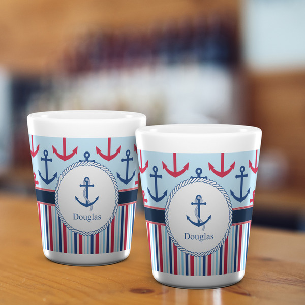 Anchors & Stripes Shot Glass - White - LIFESTYLE