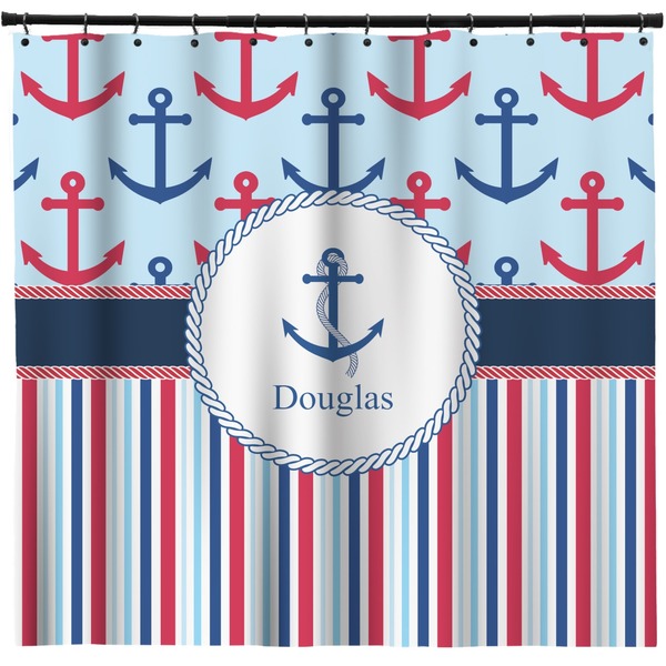 Custom Anchors & Stripes Shower Curtain - Custom Size (Personalized)