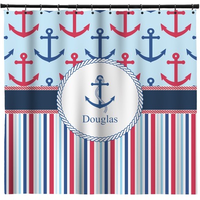 Anchors & Stripes Shower Curtain (Personalized)