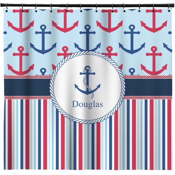 Custom Anchors & Stripes Shower Curtain - 71" x 74" (Personalized)