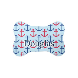 Anchors & Stripes Bone Shaped Dog Food Mat (Small) (Personalized)