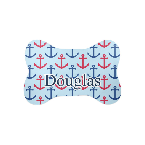 Custom Anchors & Stripes Bone Shaped Dog Food Mat (Small) (Personalized)