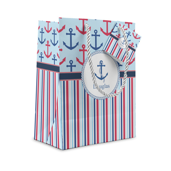 Custom Anchors & Stripes Small Gift Bag (Personalized)