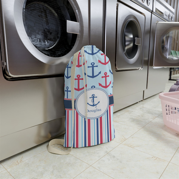 Anchors & Stripes Small Landry Bag - In Context