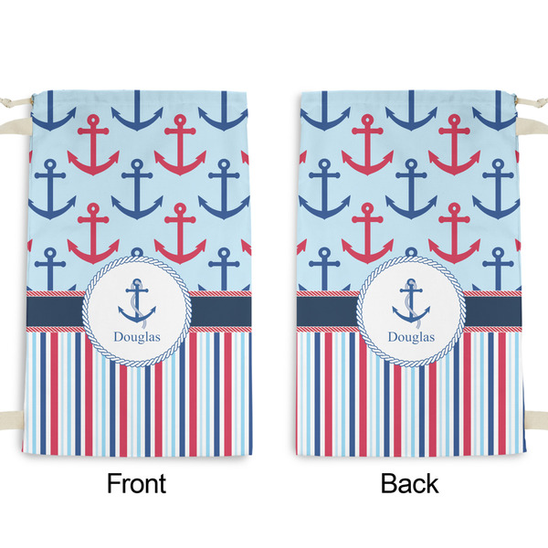 Anchors & Stripes Small Laundry Bag - Front & Back View