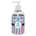 Anchors & Stripes Plastic Soap / Lotion Dispenser (8 oz - Small - White) (Personalized)