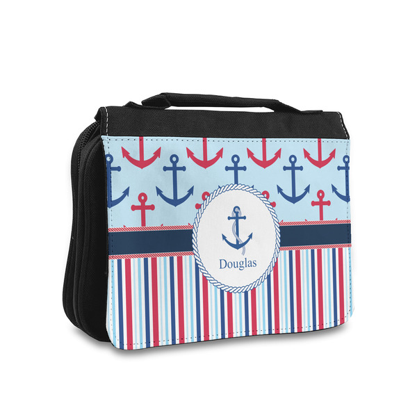 Custom Anchors & Stripes Toiletry Bag - Small (Personalized)