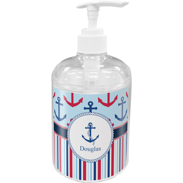 Custom Anchors & Stripes Acrylic Soap & Lotion Bottle (Personalized)
