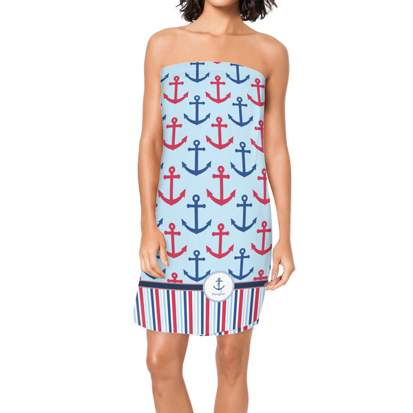 Custom Anchors & Stripes Spa / Bath Wrap w/ Name or Text