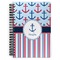 Anchors & Stripes Spiral Notebook - 7x10 w/ Name or Text