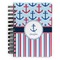 Anchors & Stripes Spiral Notebook - 5x7 w/ Name or Text