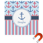 Anchors & Stripes Square Car Magnet - 6" (Personalized)