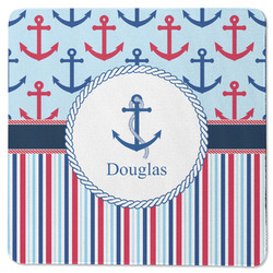 Anchors & Stripes Square Rubber Backed Coaster (Personalized)